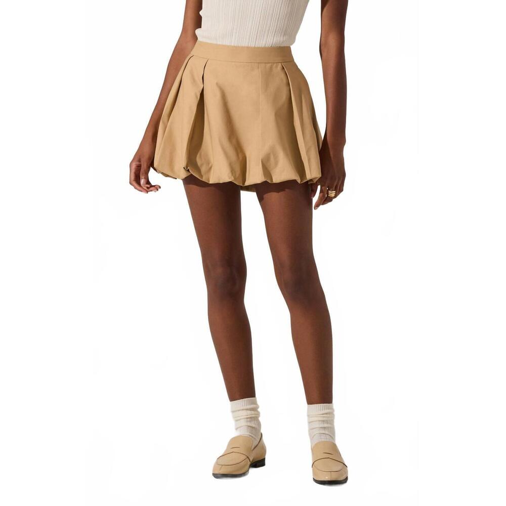 NEW ASTR toini pleated bubble mini skort in beige